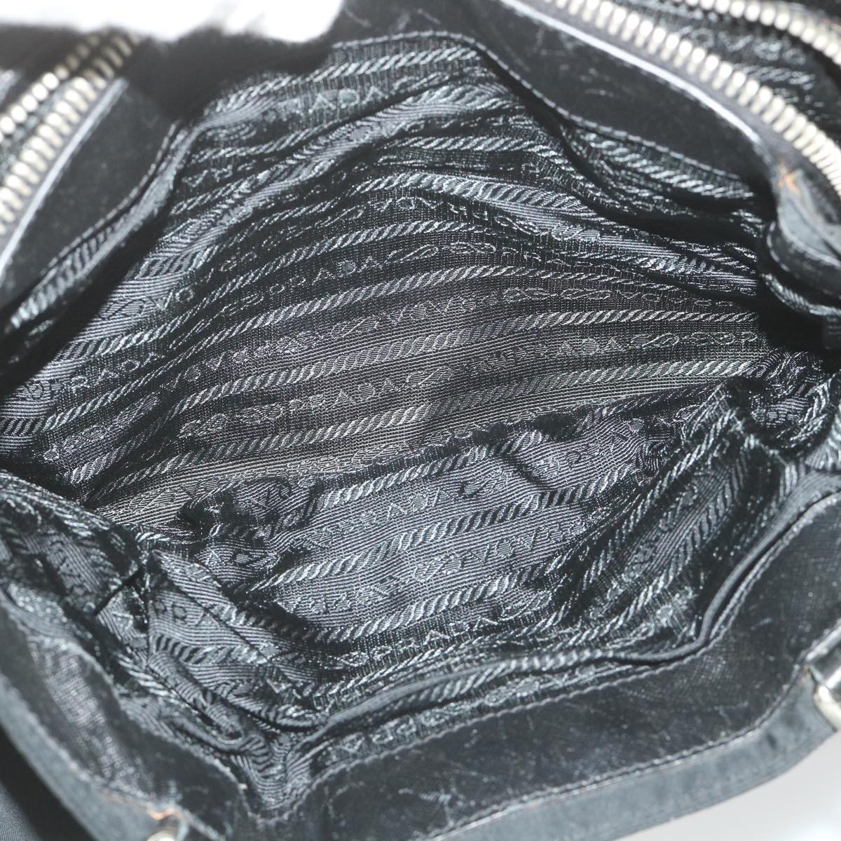 PRADA Chain Shoulder Bag Nylon Black Auth ep2330