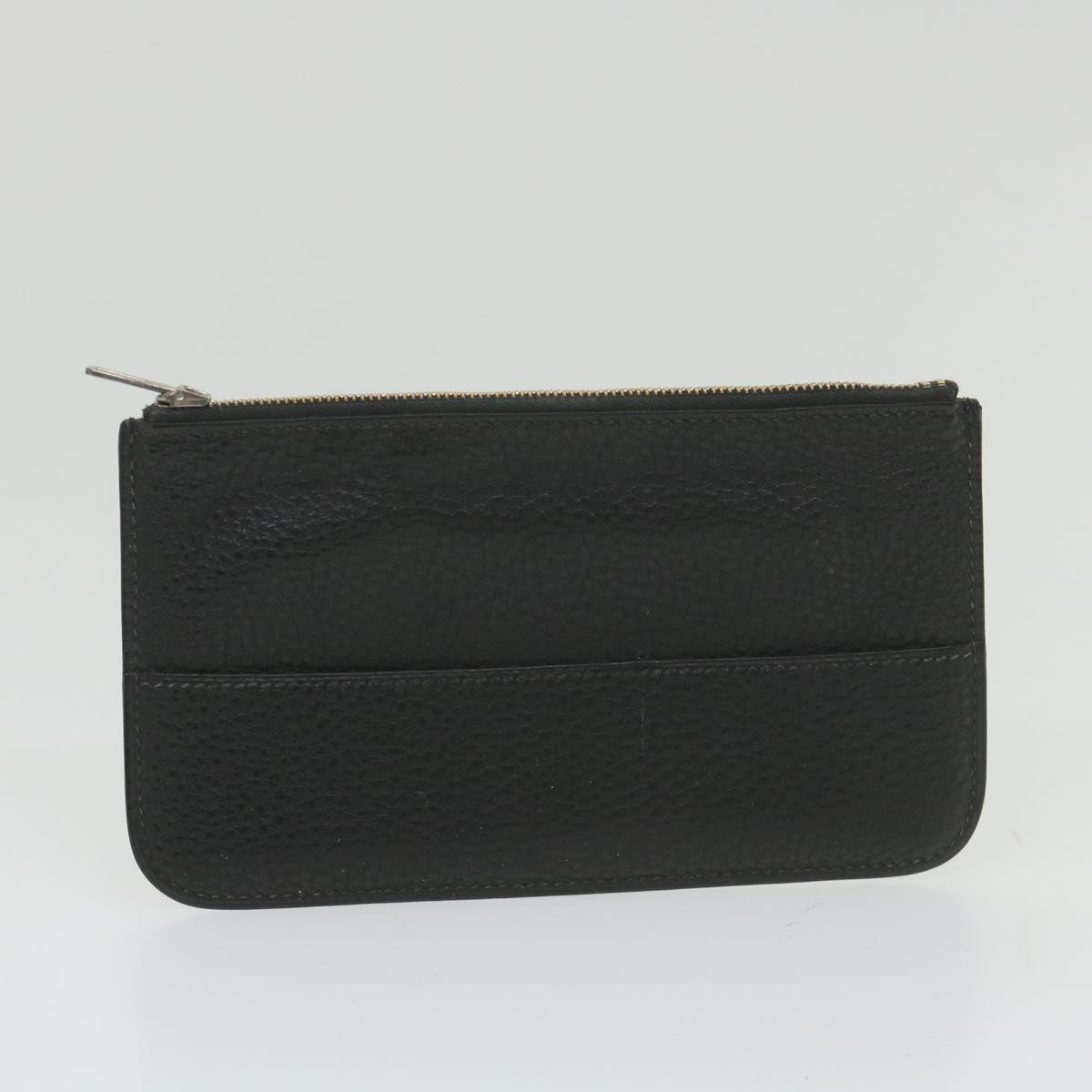 HERMES Dogon GM Wallet Leather Black Auth ep2334