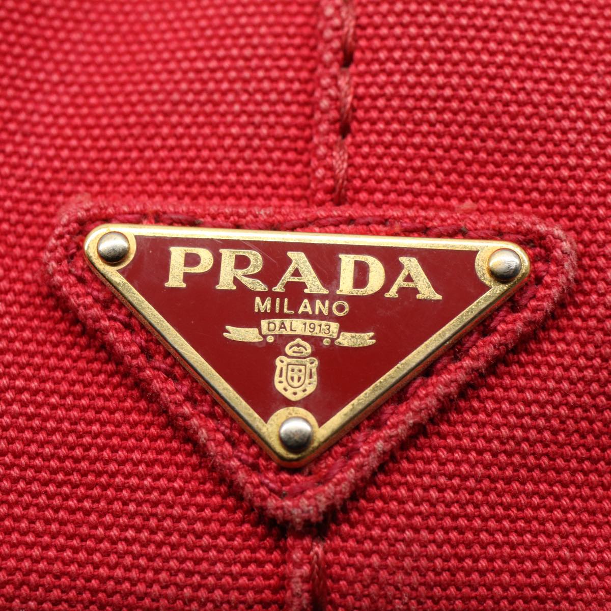 PRADA Canapa PM Hand Bag Canvas Red Auth ep2344