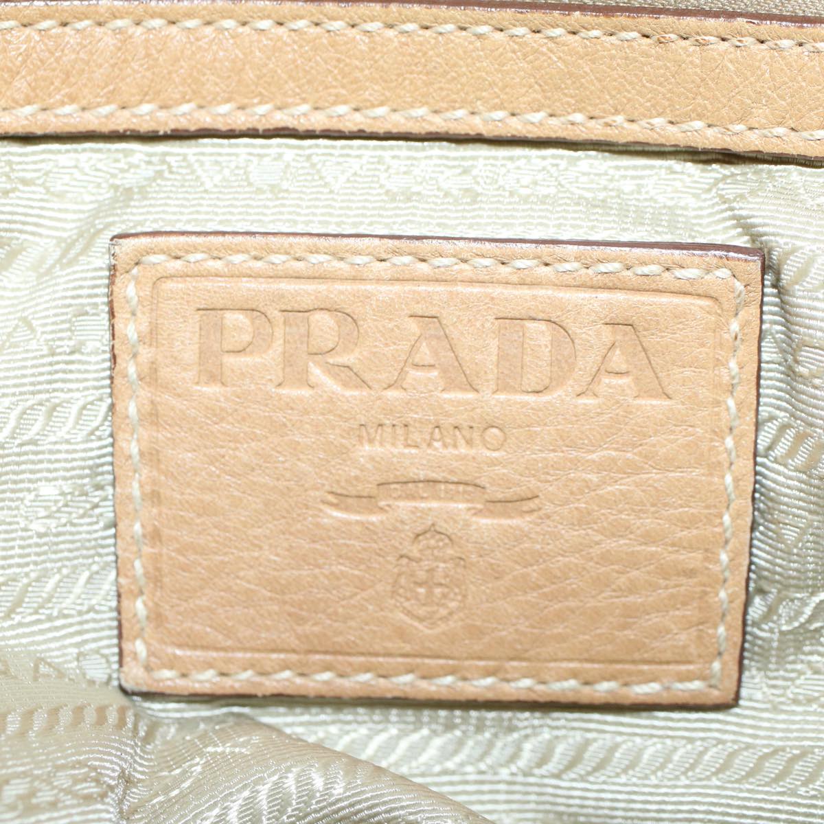 PRADA Shoulder Bag Leather Beige Auth ep2416