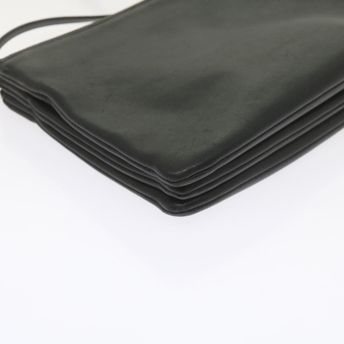 CELINE Trio PM Shoulder Bag Leather Black Auth ep2461