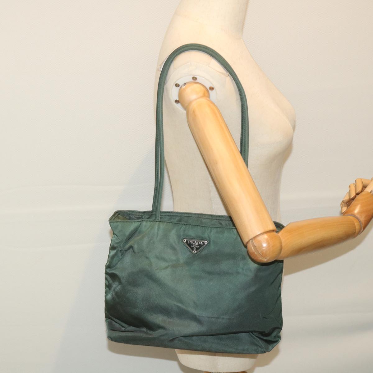 PRADA Shoulder Bag Nylon Green Auth ep2481