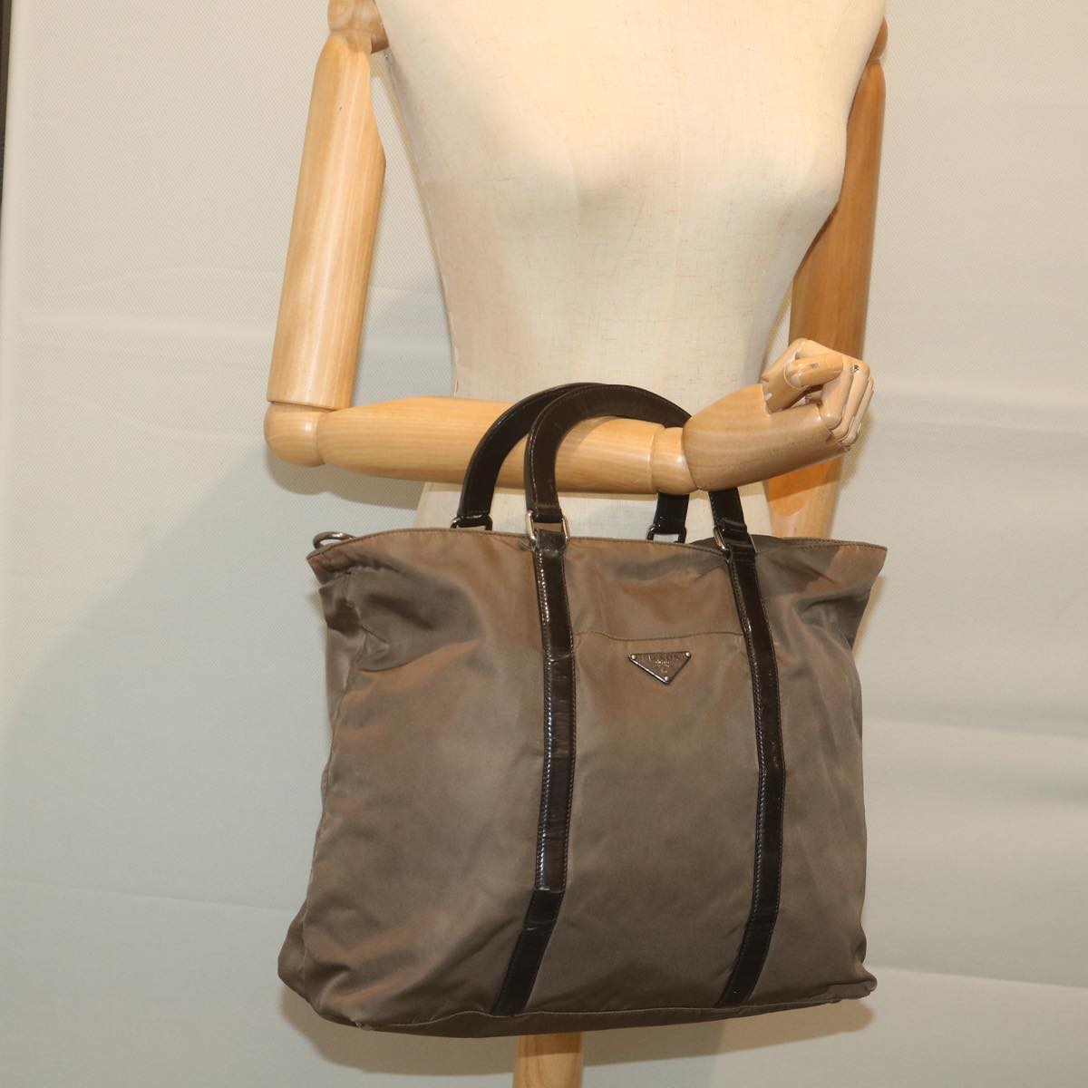 PRADA Hand Bag Nylon 2way Brown Auth ep2483