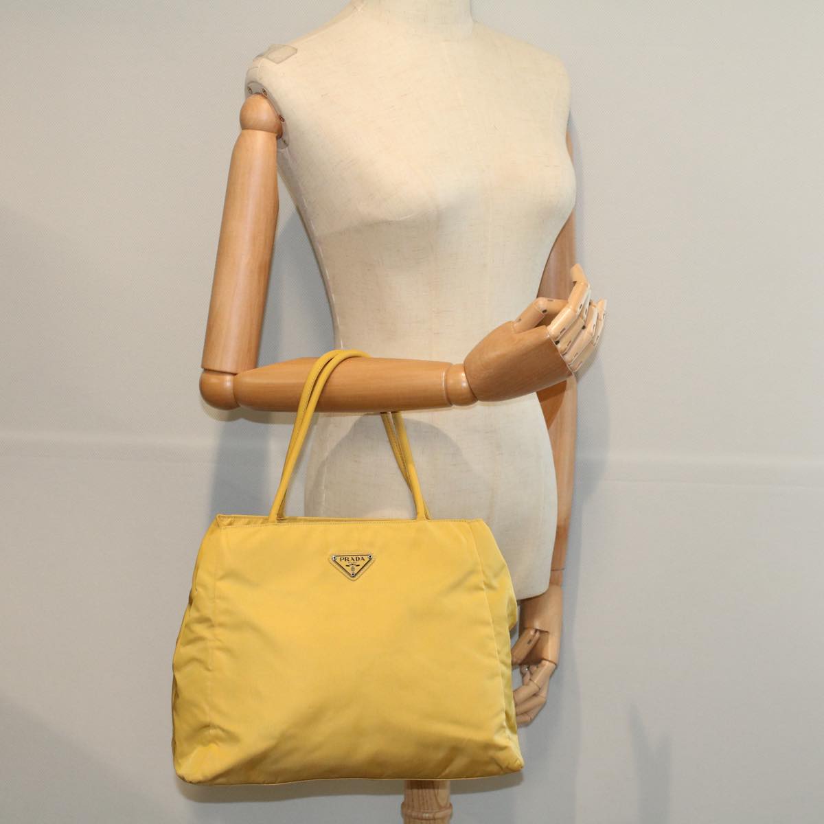 PRADA Hand Bag Nylon Yellow Auth ep2489