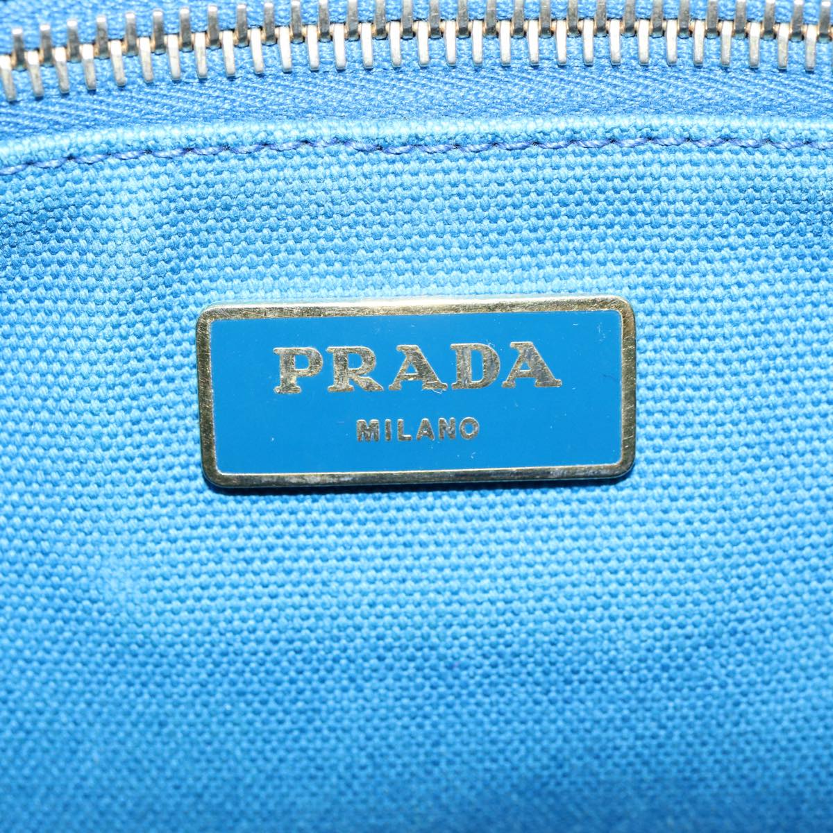 PRADA Canapa MM Hand Bag Canvas Blue Auth ep2510