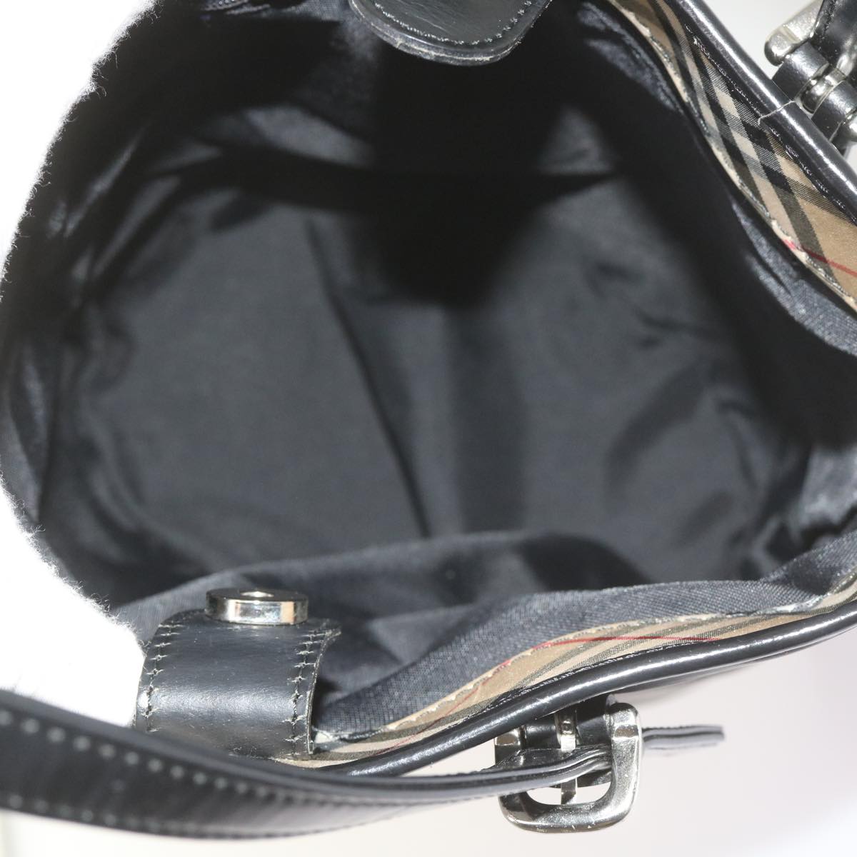 Burberrys Nova Check Blue Label Shoulder Bag Nylon Black Auth ep2544
