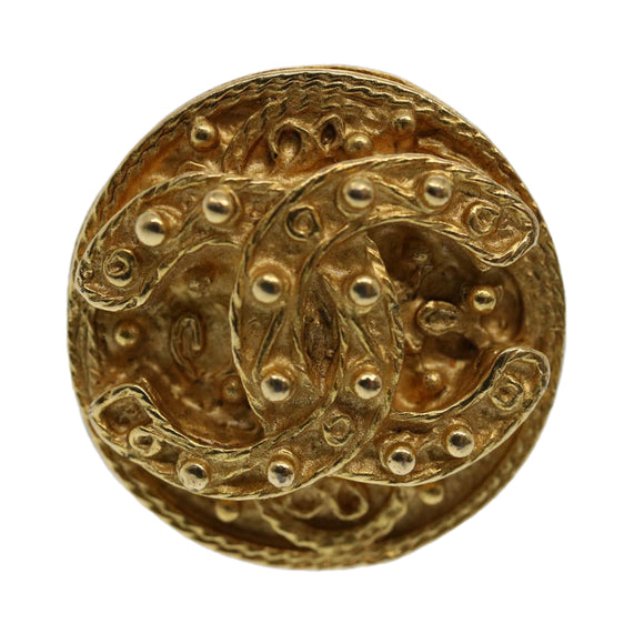 CHANEL Earring Gold Tone CC Auth ep2559