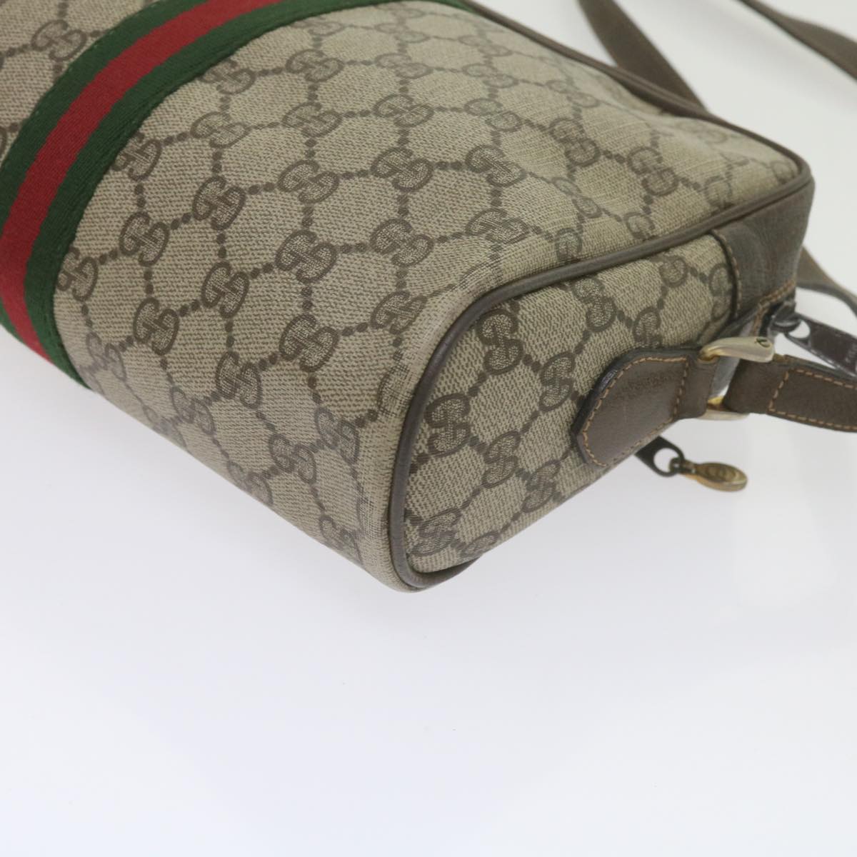 GUCCI GG Supreme Web Sherry Line Shoulder Bag Beige Red 32 001 4071 Auth ep2659