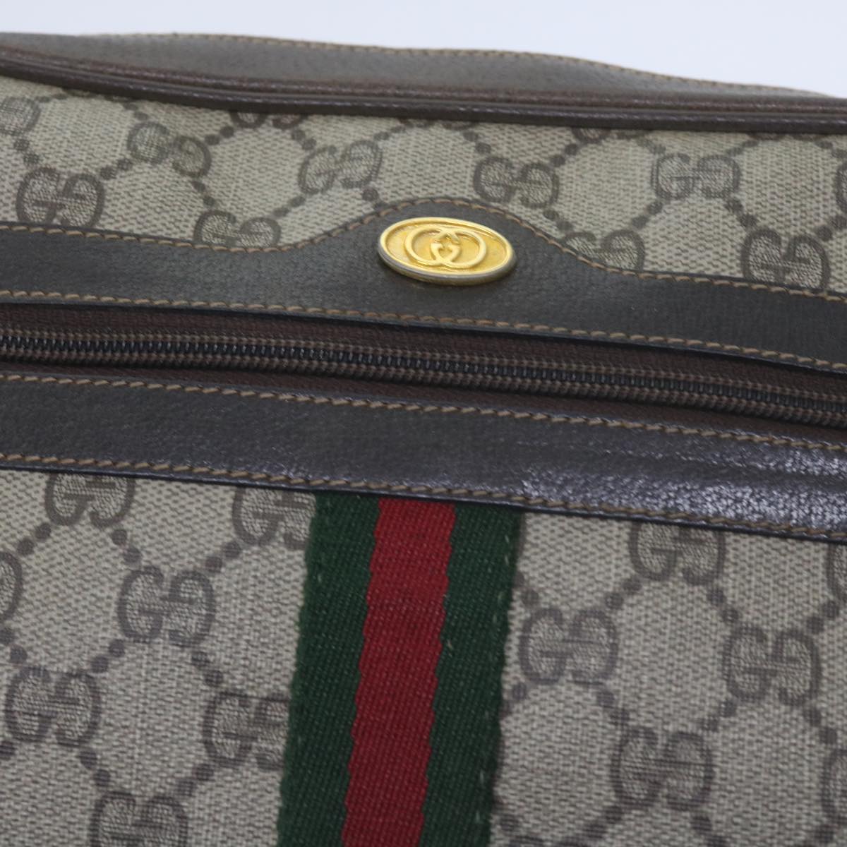 GUCCI GG Supreme Web Sherry Line Shoulder Bag Beige Red 32 001 4071 Auth ep2659