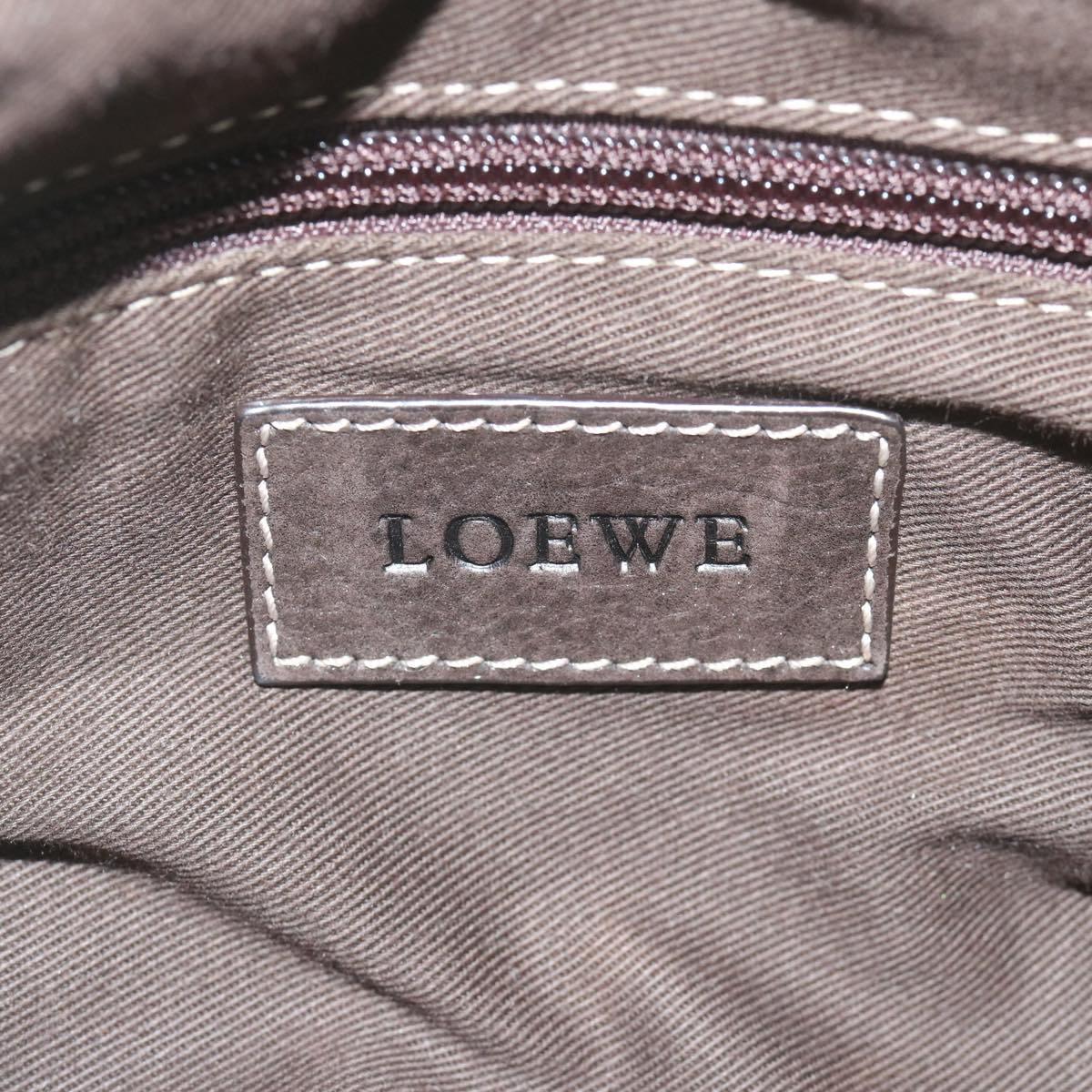 LOEWE Hand Bag Canvas Beige Auth ep2701