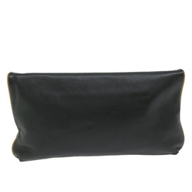 CELINE Clutch Bag Leather Black Auth ep2747 - 0