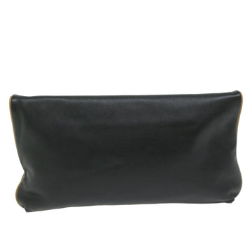 CELINE Clutch Bag Leather Black Auth ep2747 - 0