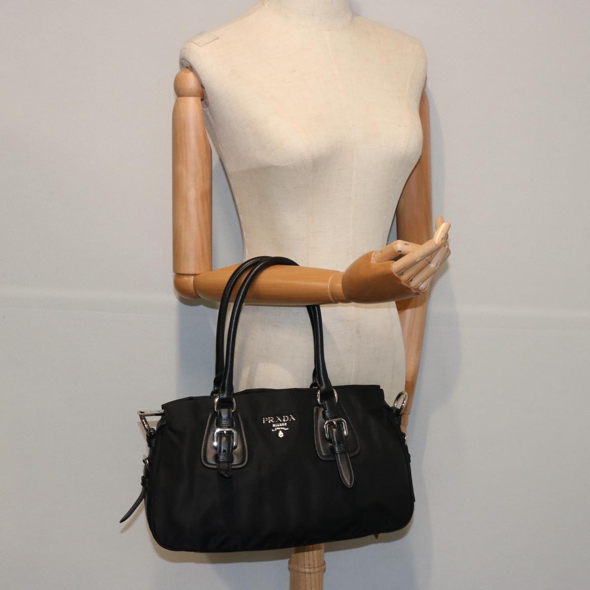 PRADA Hand Bag Nylon Black Auth ep2755