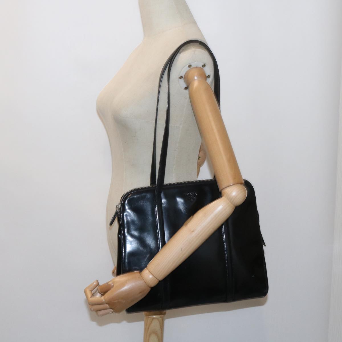 PRADA Shoulder Bag Leather Black Auth ep2790