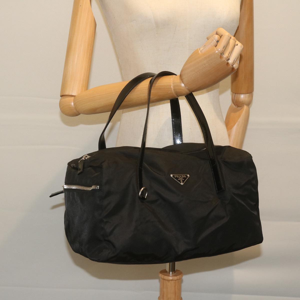 PRADA Boston Bag Nylon Black Auth ep2818