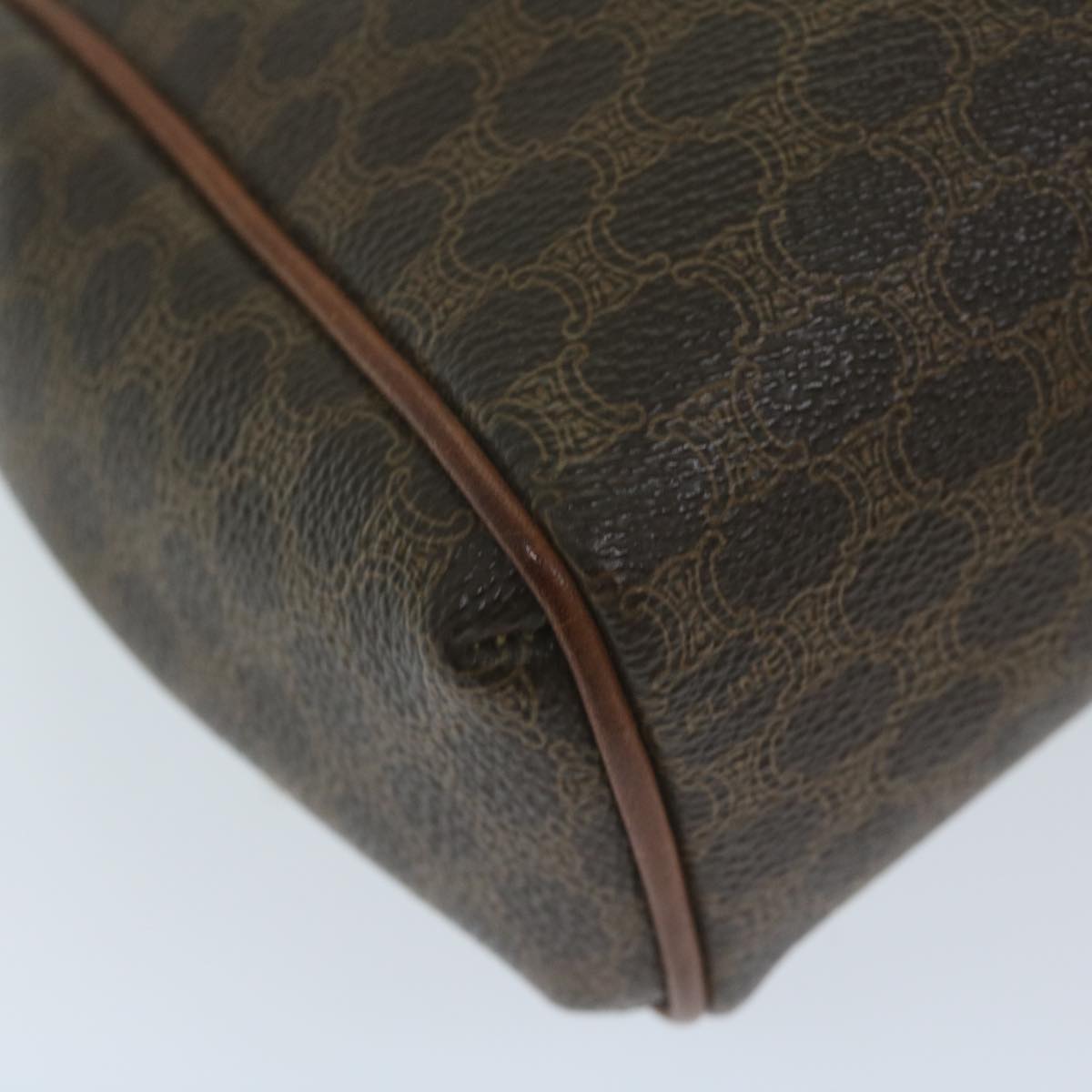 CELINE Macadam Canvas Shoulder Bag PVC Leather Brown Auth ep2905