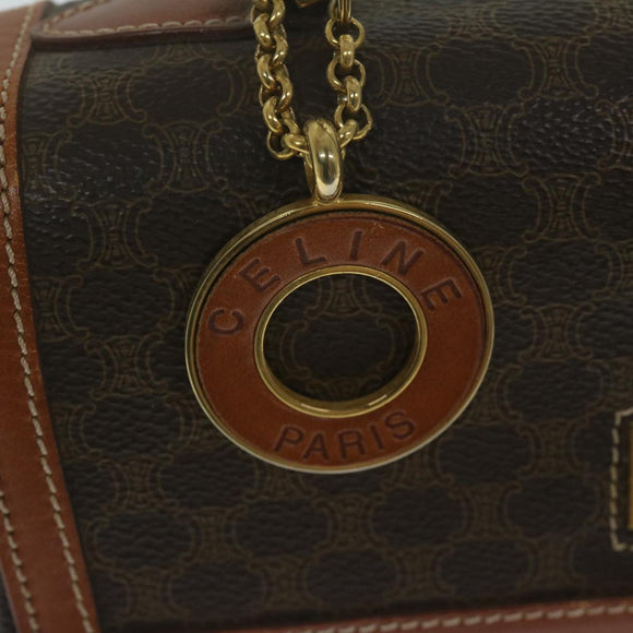 CELINE Macadam Canvas Hand Bag PVC Leather Brown Auth ep2930