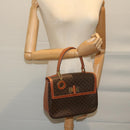 CELINE Macadam Canvas Hand Bag PVC Leather Brown Auth ep2930-25