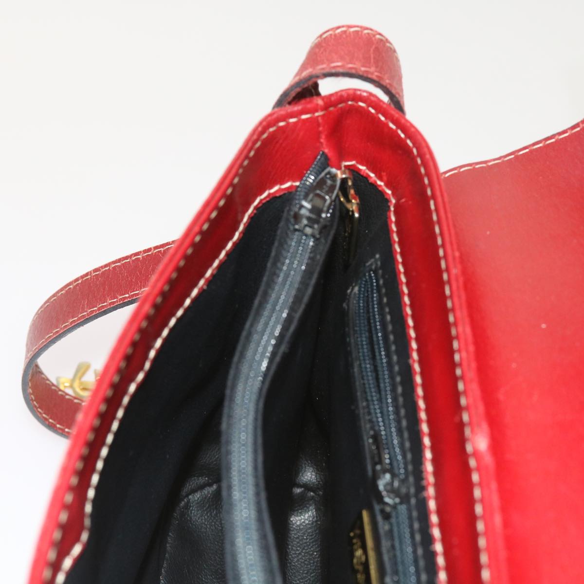 SAINT LAURENT Shoulder Bag Leather Red Auth ep2944