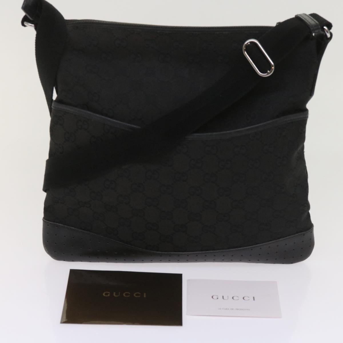 GUCCI GG Canvas Shoulder Bag Black 145857 Auth ep2976