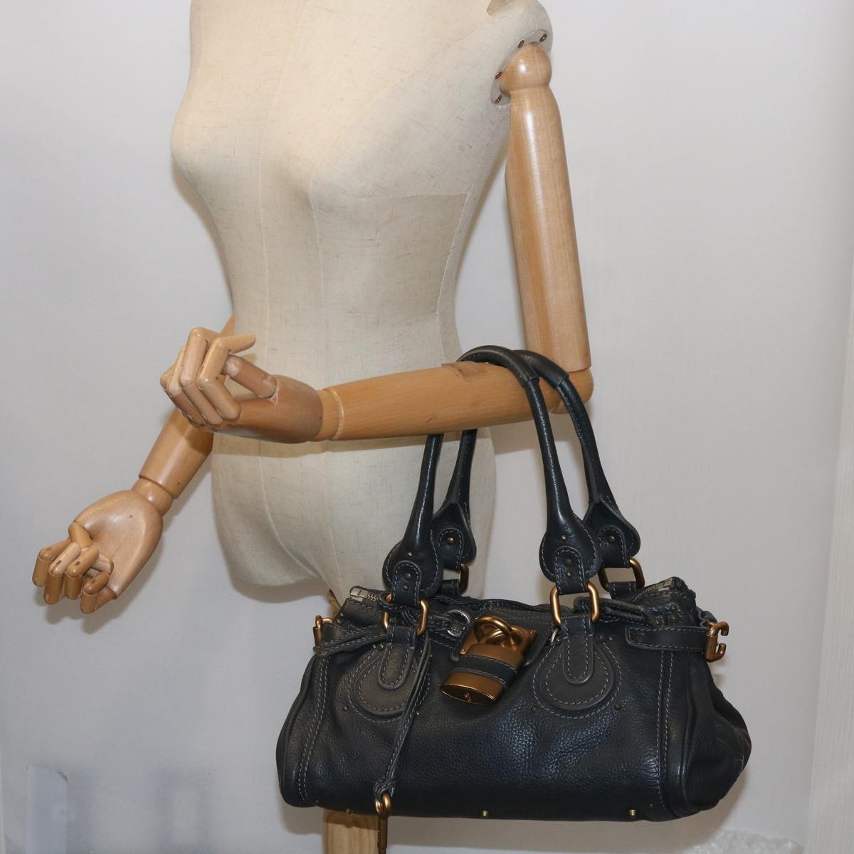 Chloe Paddington Hand Bag Leather Gray 02 06 51 5191 Auth ep3006