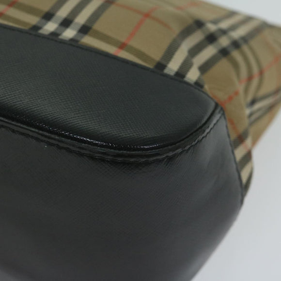 Burberrys Nova Check Hand Bag Canvas Beige Auth ep3023