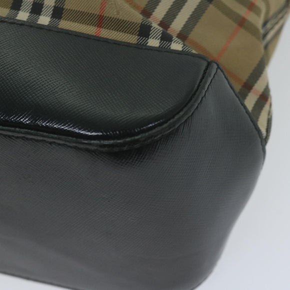 Burberrys Nova Check Hand Bag Canvas Beige Auth ep3023