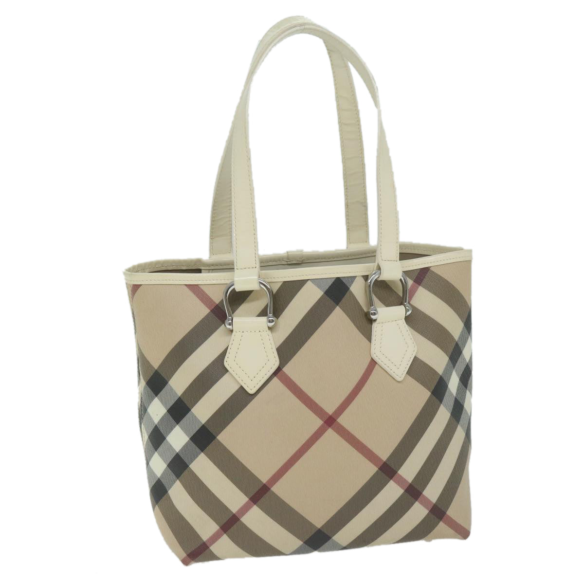 BURBERRY Nova Check Tote Bag Coated Canvas Beige Auth ep3030