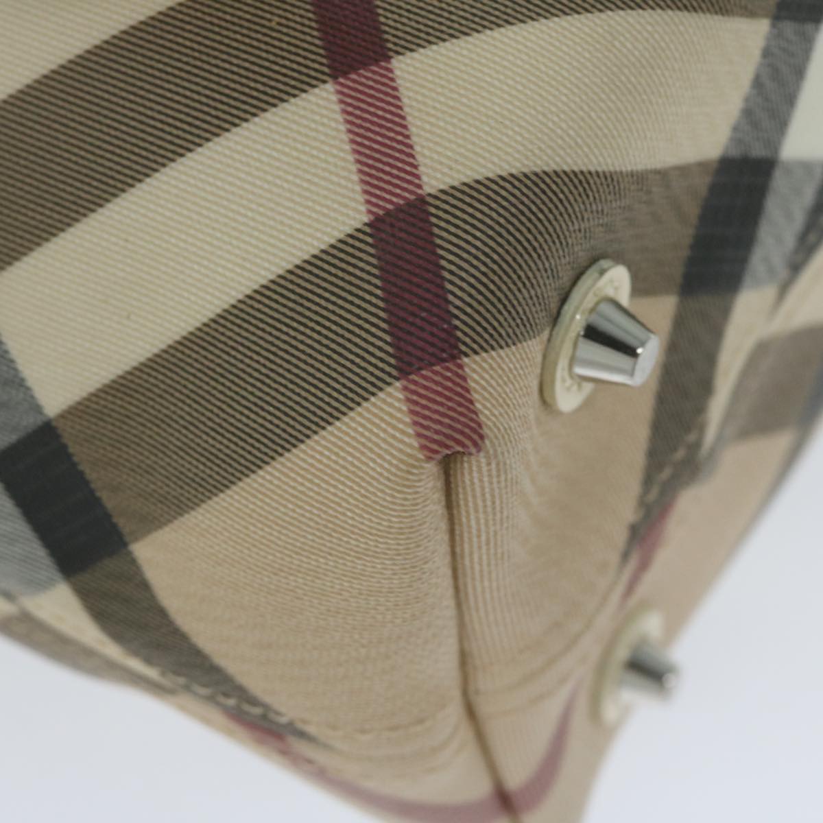 BURBERRY Nova Check Tote Bag Coated Canvas Beige Auth ep3030