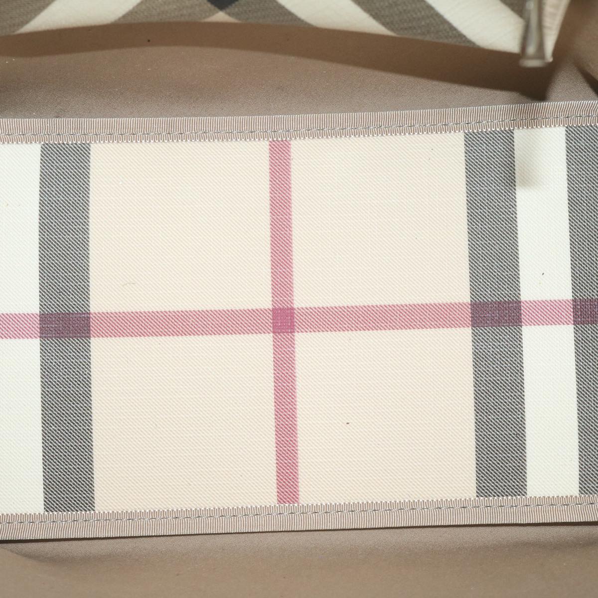 BURBERRY Nova Check Tote Bag Coated Canvas Beige Auth ep3030