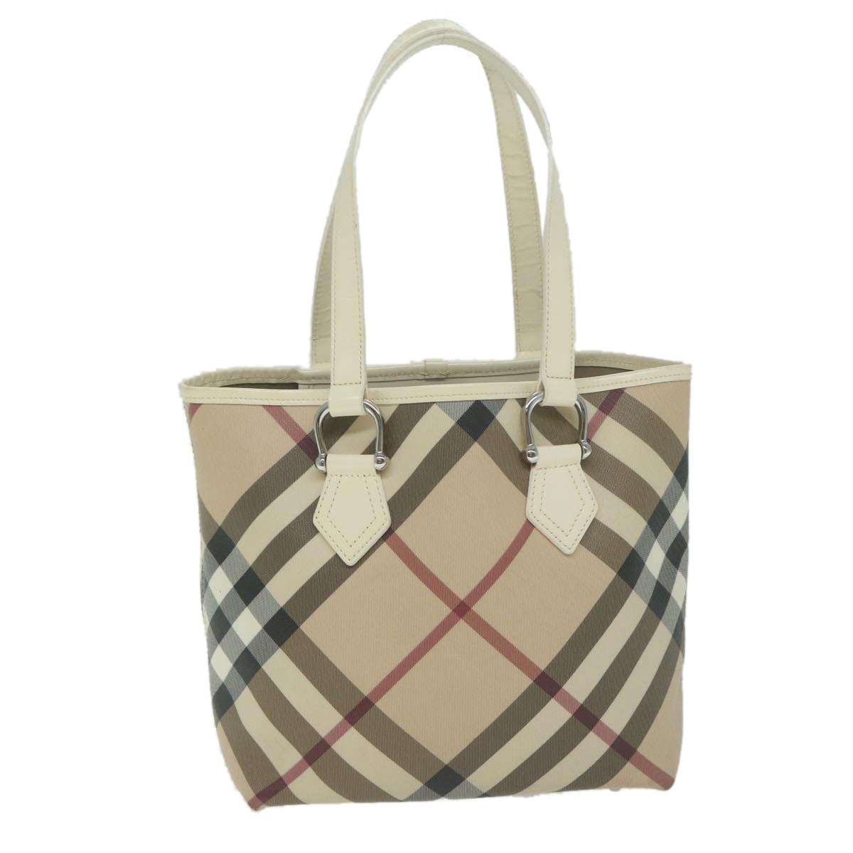 BURBERRY Nova Check Tote Bag Coated Canvas Beige Auth ep3030