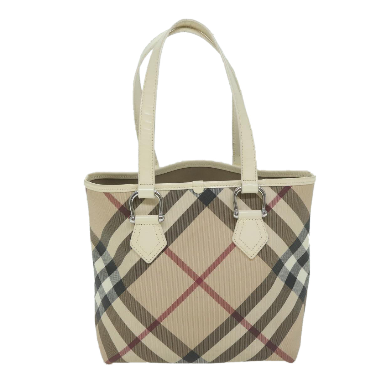 BURBERRY Nova Check Tote Bag Coated Canvas Beige Auth ep3030