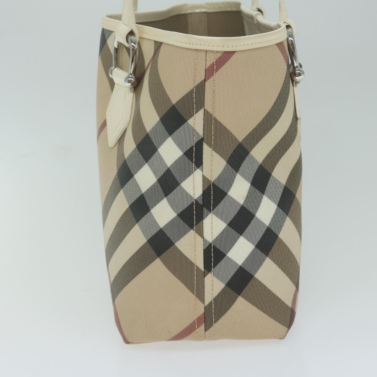 BURBERRY Nova Check Tote Bag Coated Canvas Beige Auth ep3030