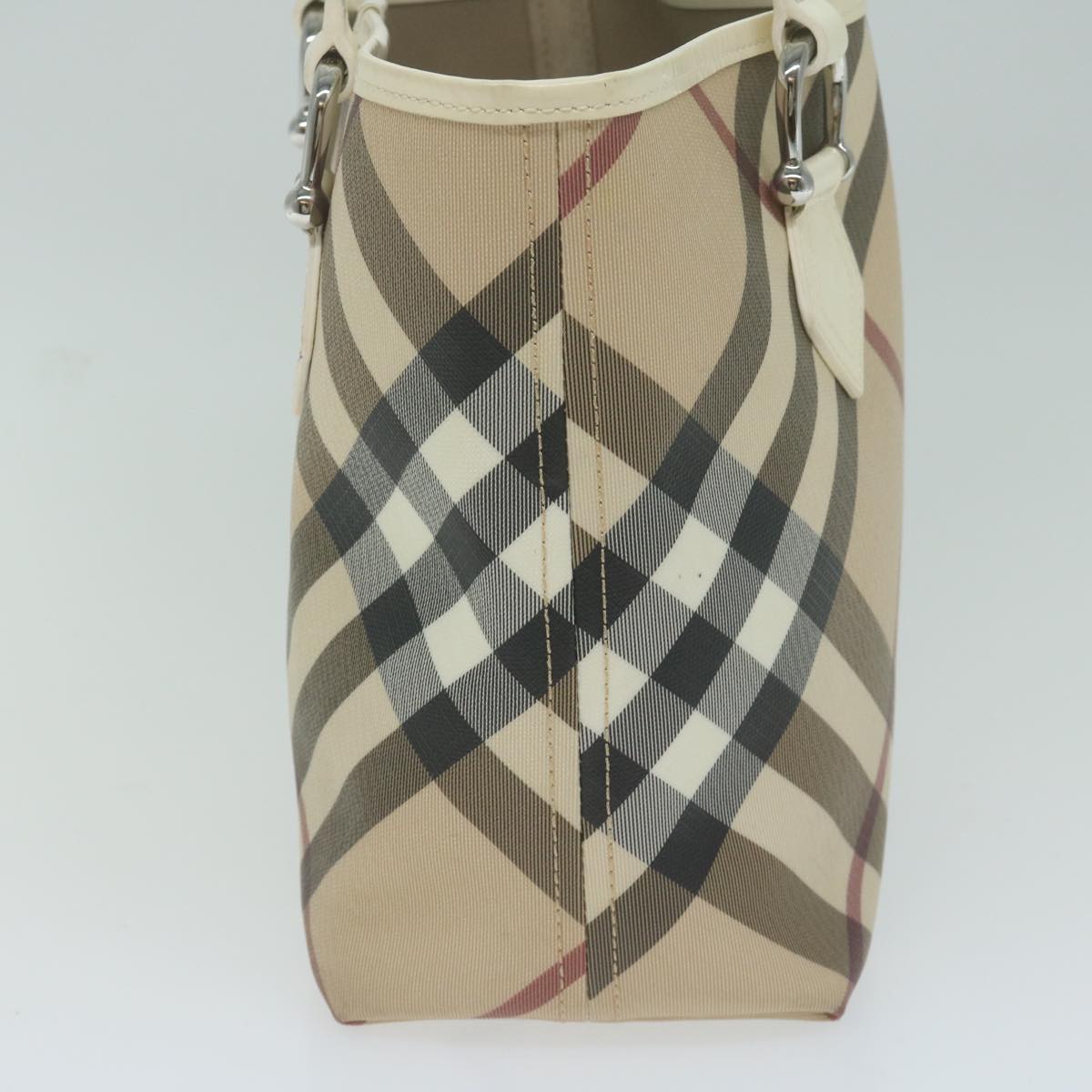 BURBERRY Nova Check Tote Bag Coated Canvas Beige Auth ep3030