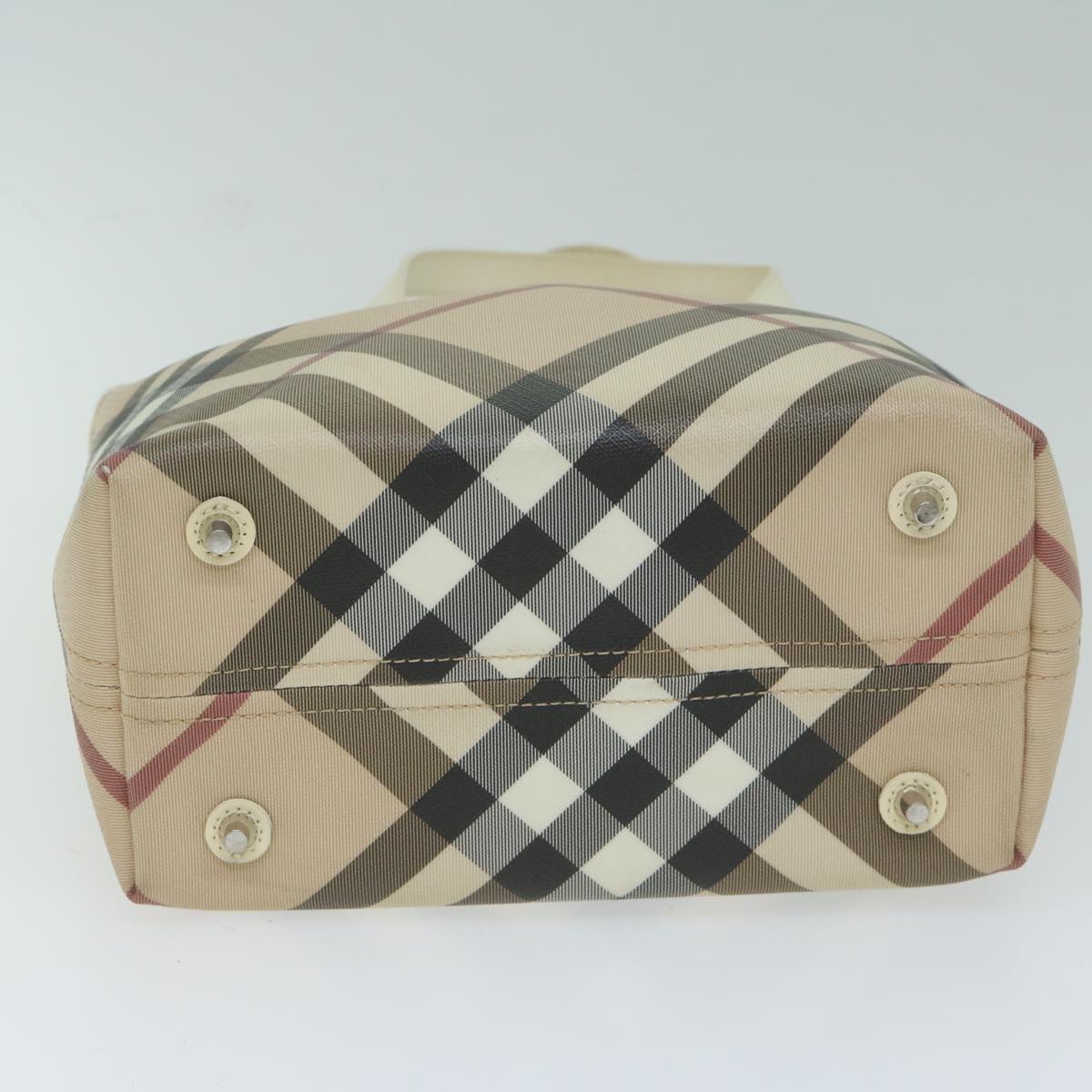 BURBERRY Nova Check Tote Bag Coated Canvas Beige Auth ep3030