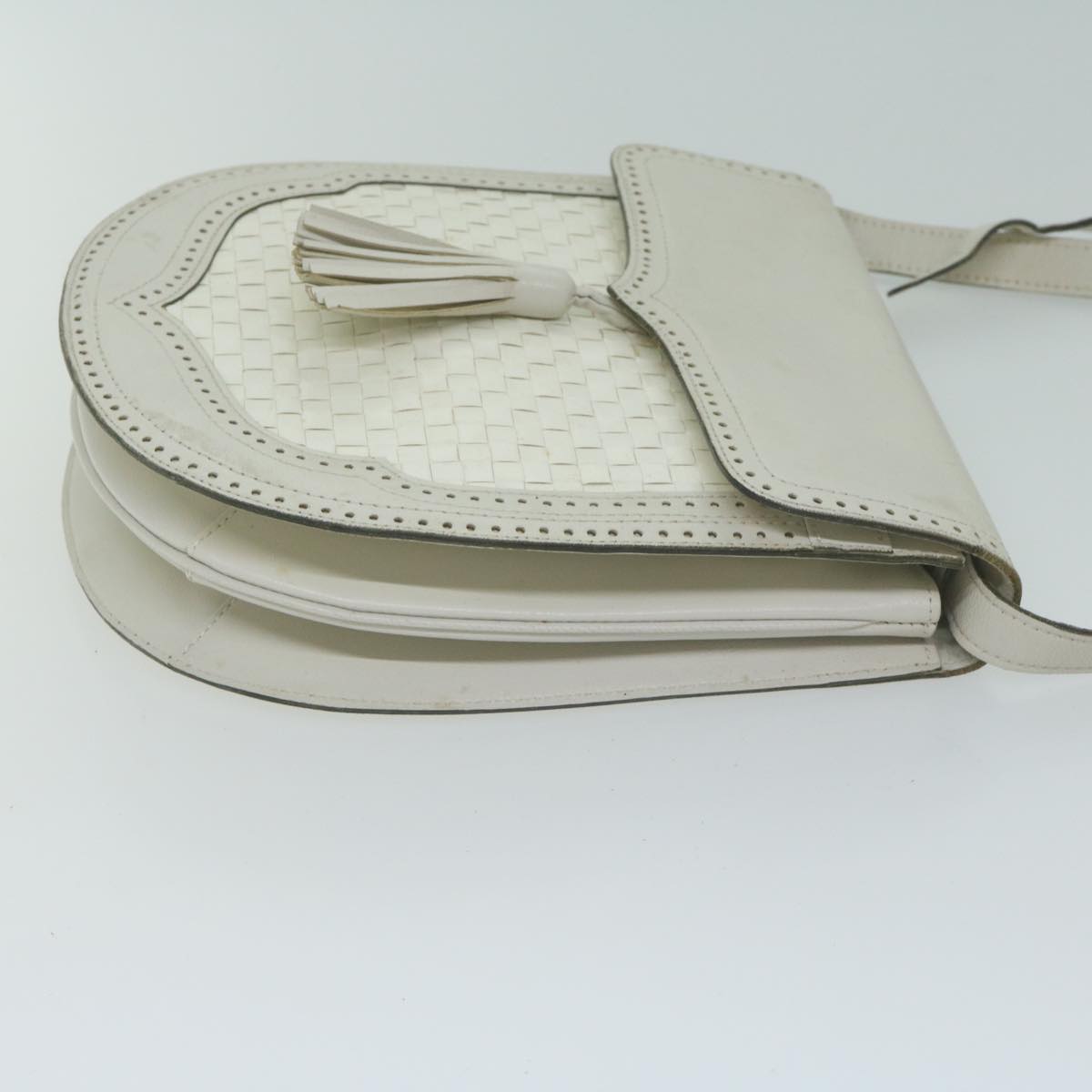 SAINT LAURENT Shoulder Bag Leather White Auth ep3052