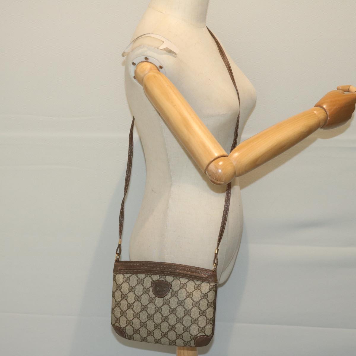 GUCCI GG Supreme Shoulder Bag PVC Leather Beige 007 58 6075 8031 Auth ep3055