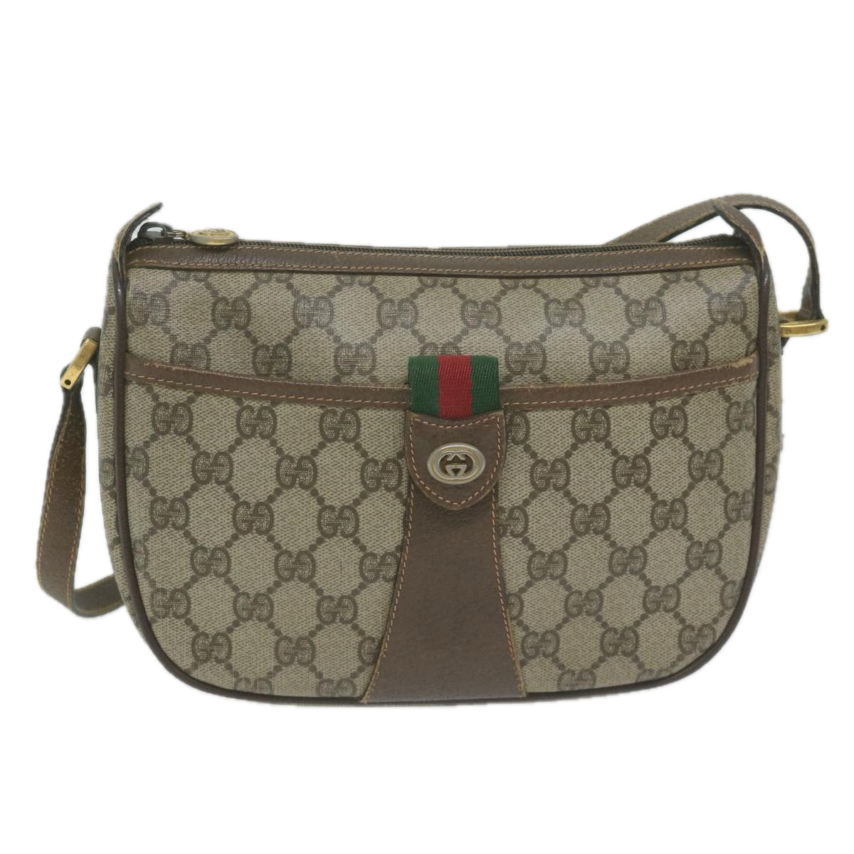 GUCCI GG Supreme Web Sherry Line Shoulder Bag PVC Beige 89 02 032 Auth ep3063