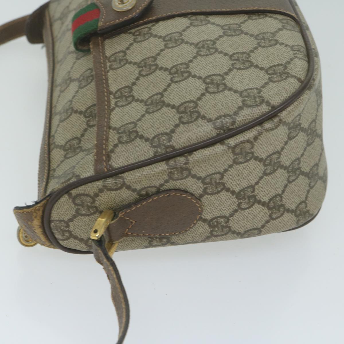 GUCCI GG Supreme Web Sherry Line Shoulder Bag PVC Beige 89 02 032 Auth ep3063