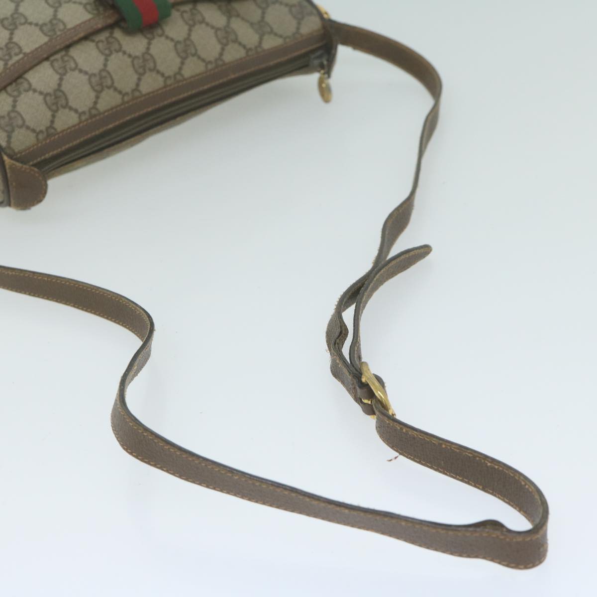 GUCCI GG Supreme Web Sherry Line Shoulder Bag PVC Beige 89 02 032 Auth ep3063