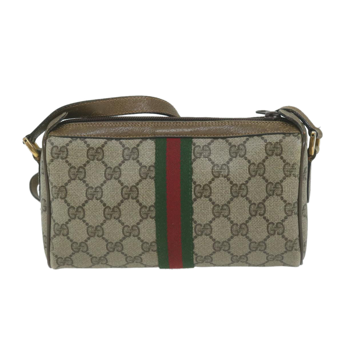 GUCCI GG Supreme Web Sherry Line Shoulder Bag PVC Beige 89 02 018 Auth ep3109