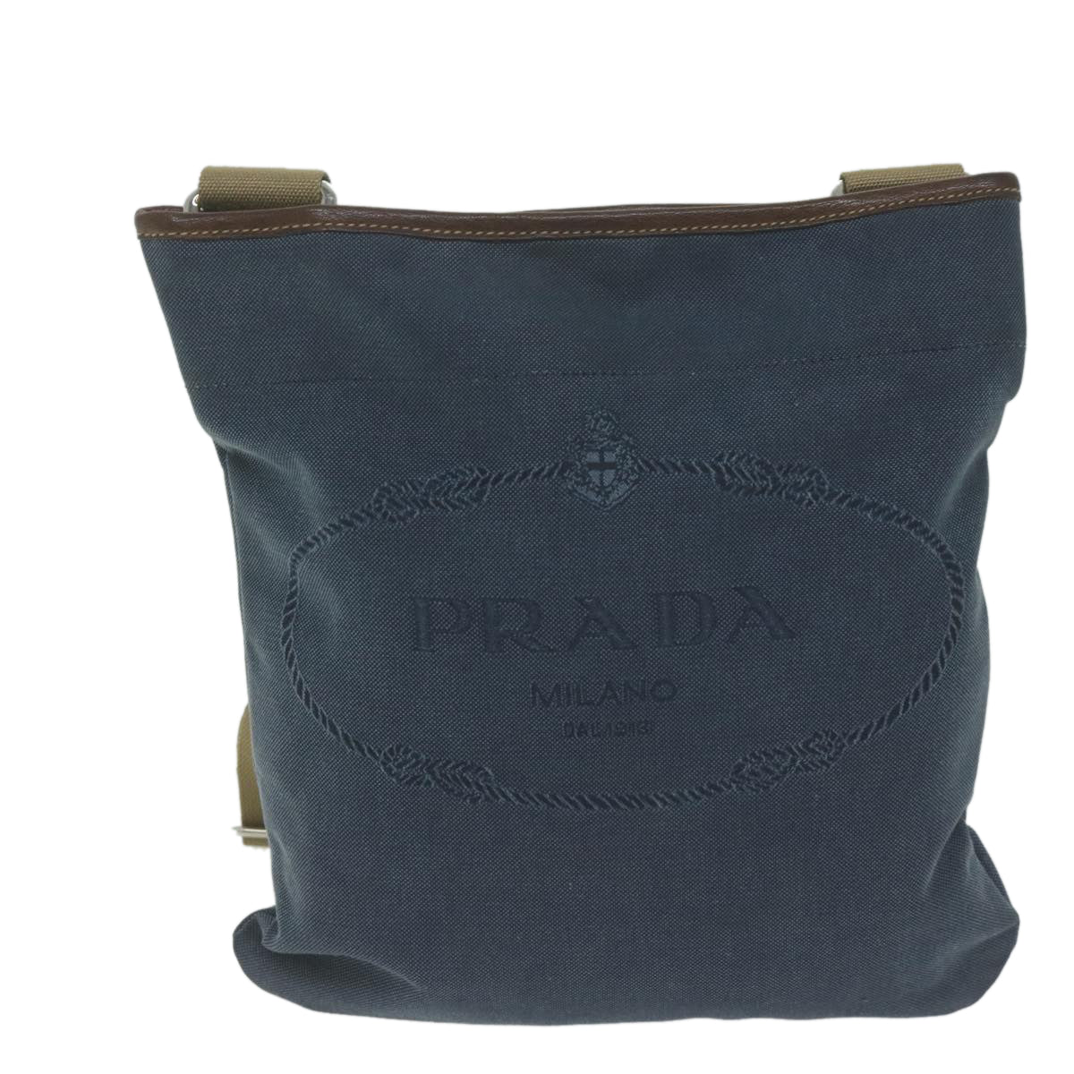 PRADA Shoulder Bag Canvas Navy Auth ep3115