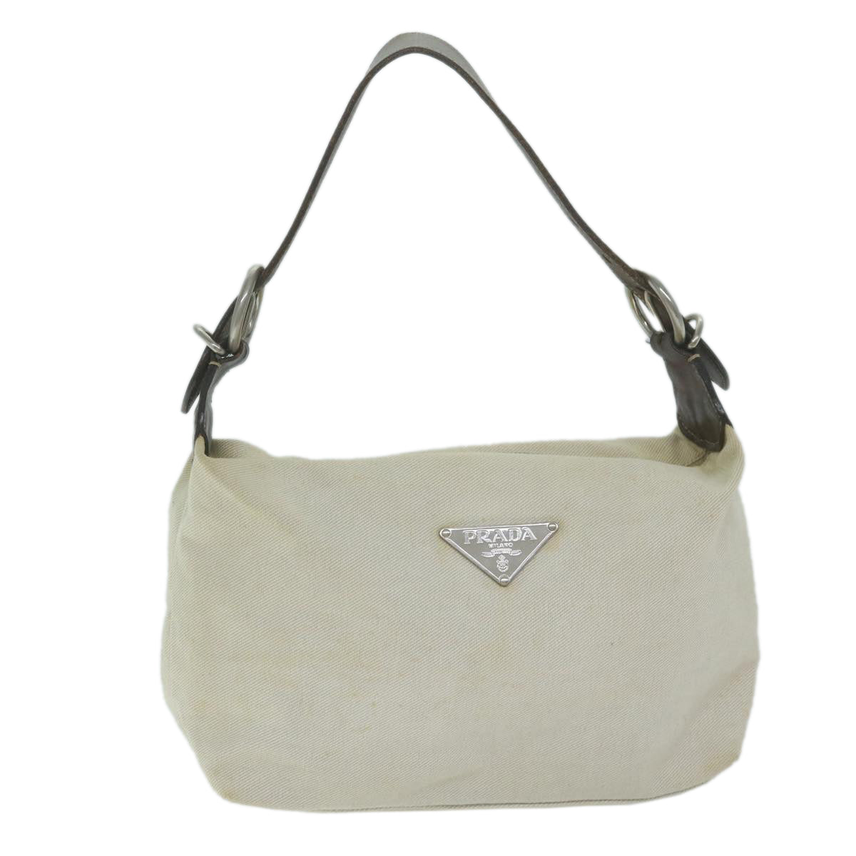 PRADA Shoulder Bag Canvas Beige Auth ep3117