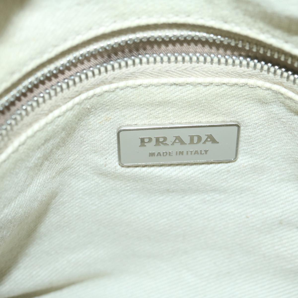 PRADA Shoulder Bag Canvas Beige Auth ep3117