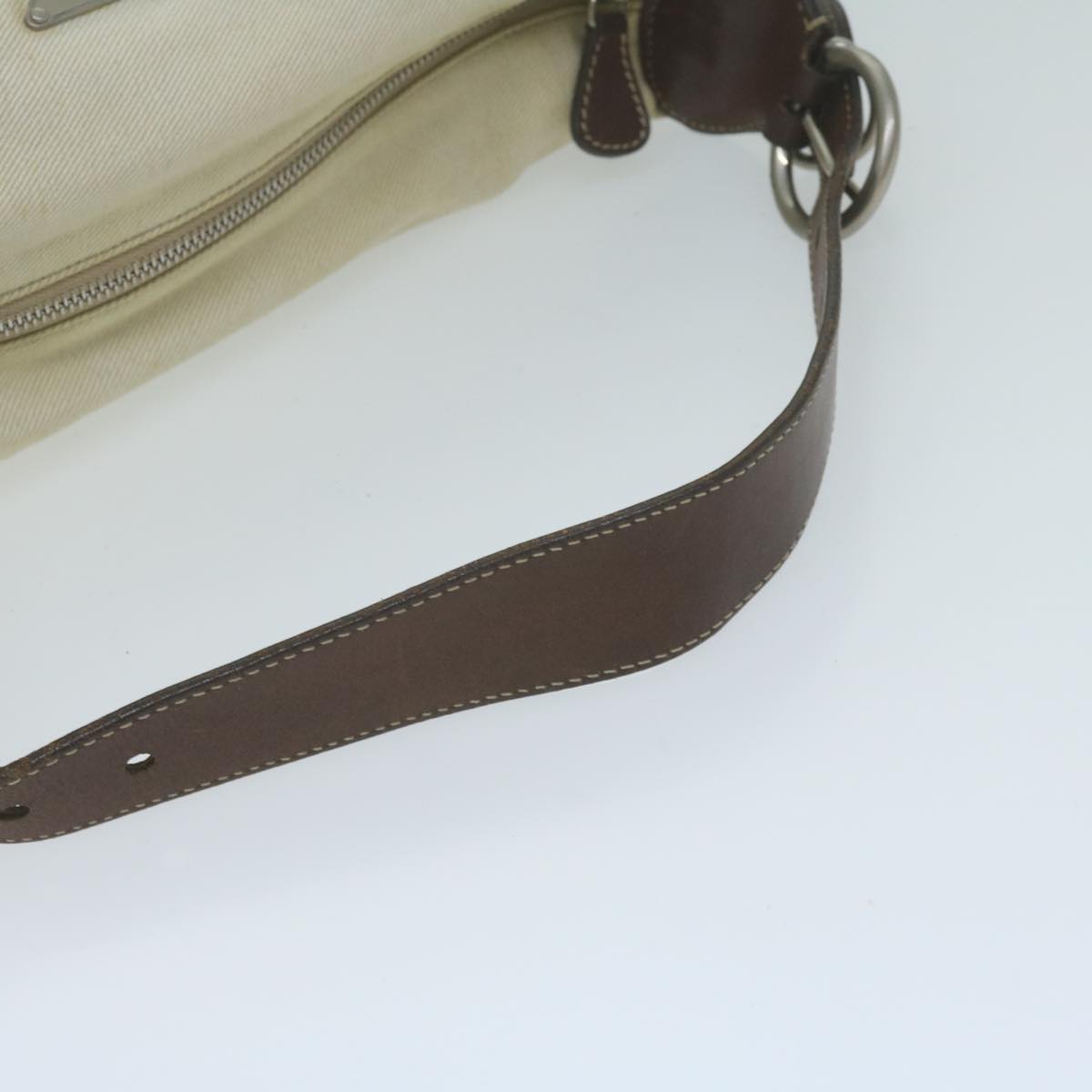 PRADA Shoulder Bag Canvas Beige Auth ep3117