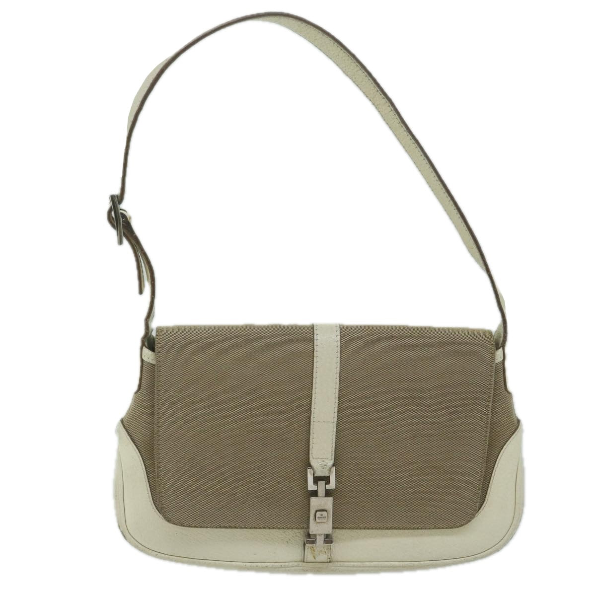 GUCCI Jackie Shoulder Bag Canvas Beige Auth ep3125