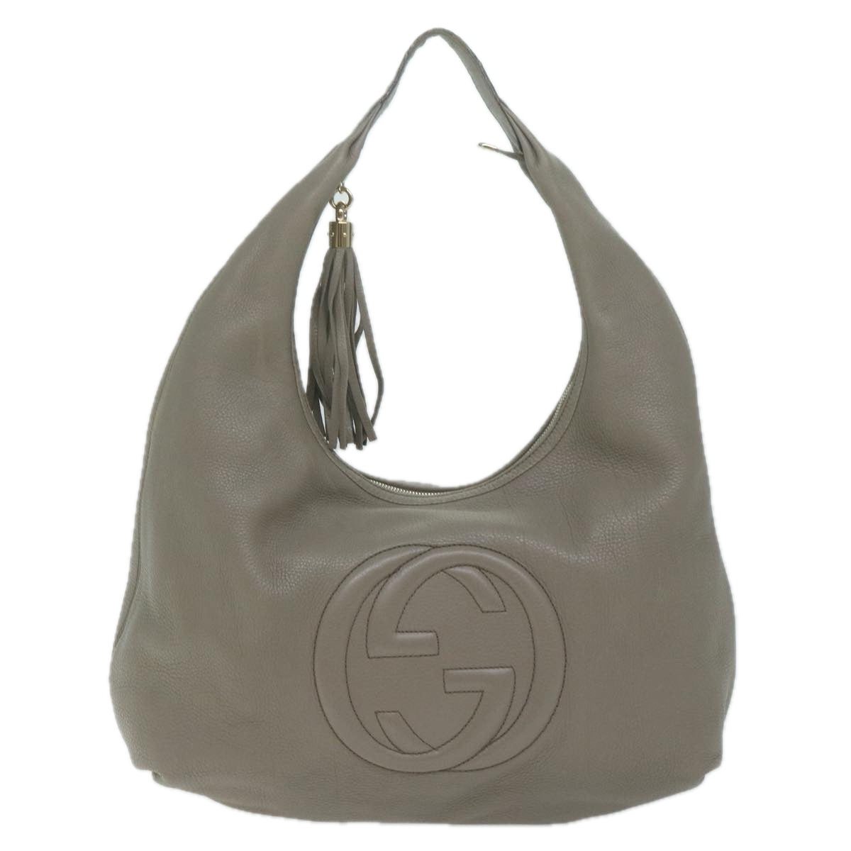 GUCCI Soho Shoulder Bag Leather Gray 282304 Auth ep3131