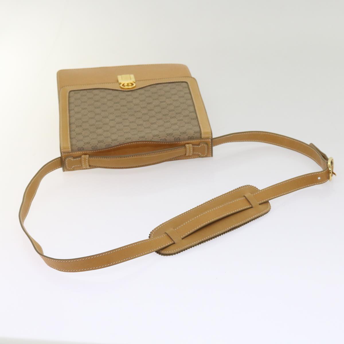 GUCCI Micro GG Supreme Shoulder Bag PVC Beige Auth ep3135