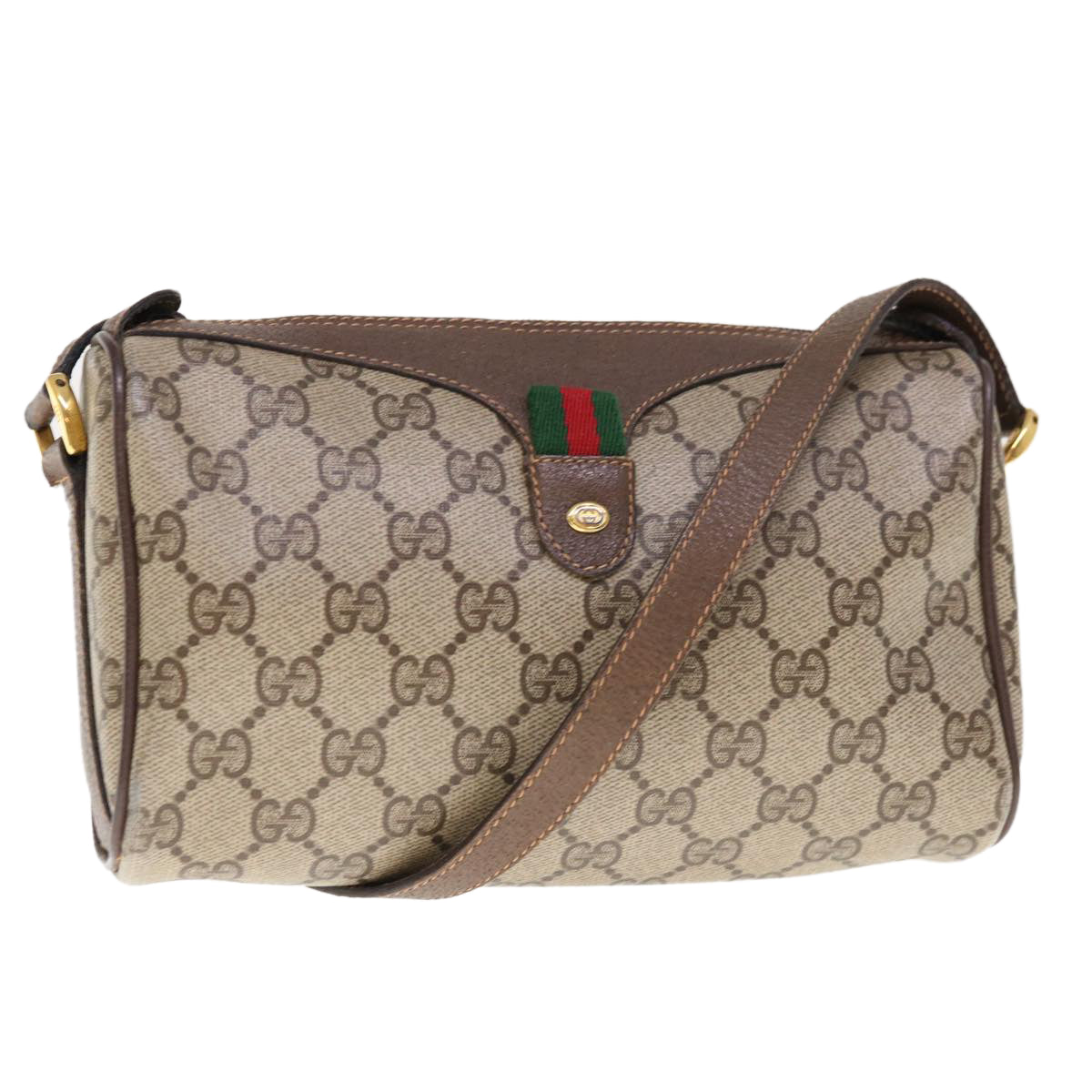 GUCCI GG Supreme Web Sherry Line Shoulder Bag PVC Beige 89 02 018 Auth ep3144