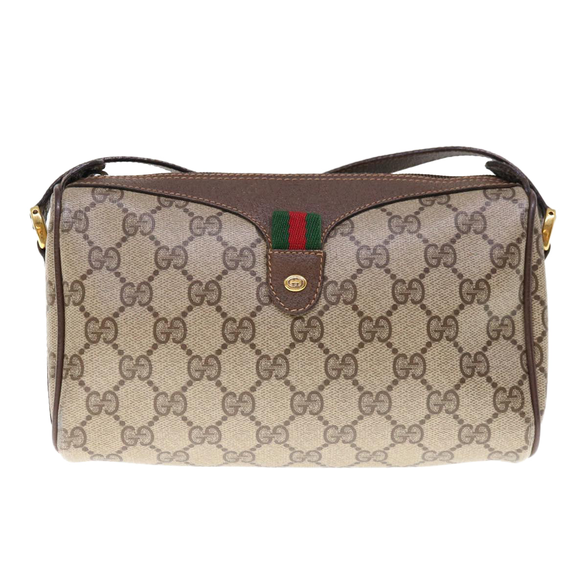 GUCCI GG Supreme Web Sherry Line Shoulder Bag PVC Beige 89 02 018 Auth ep3144